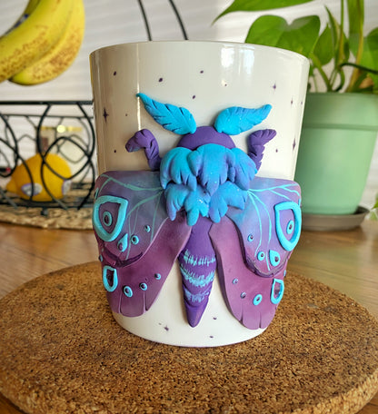 Tall Blue Moth Mug