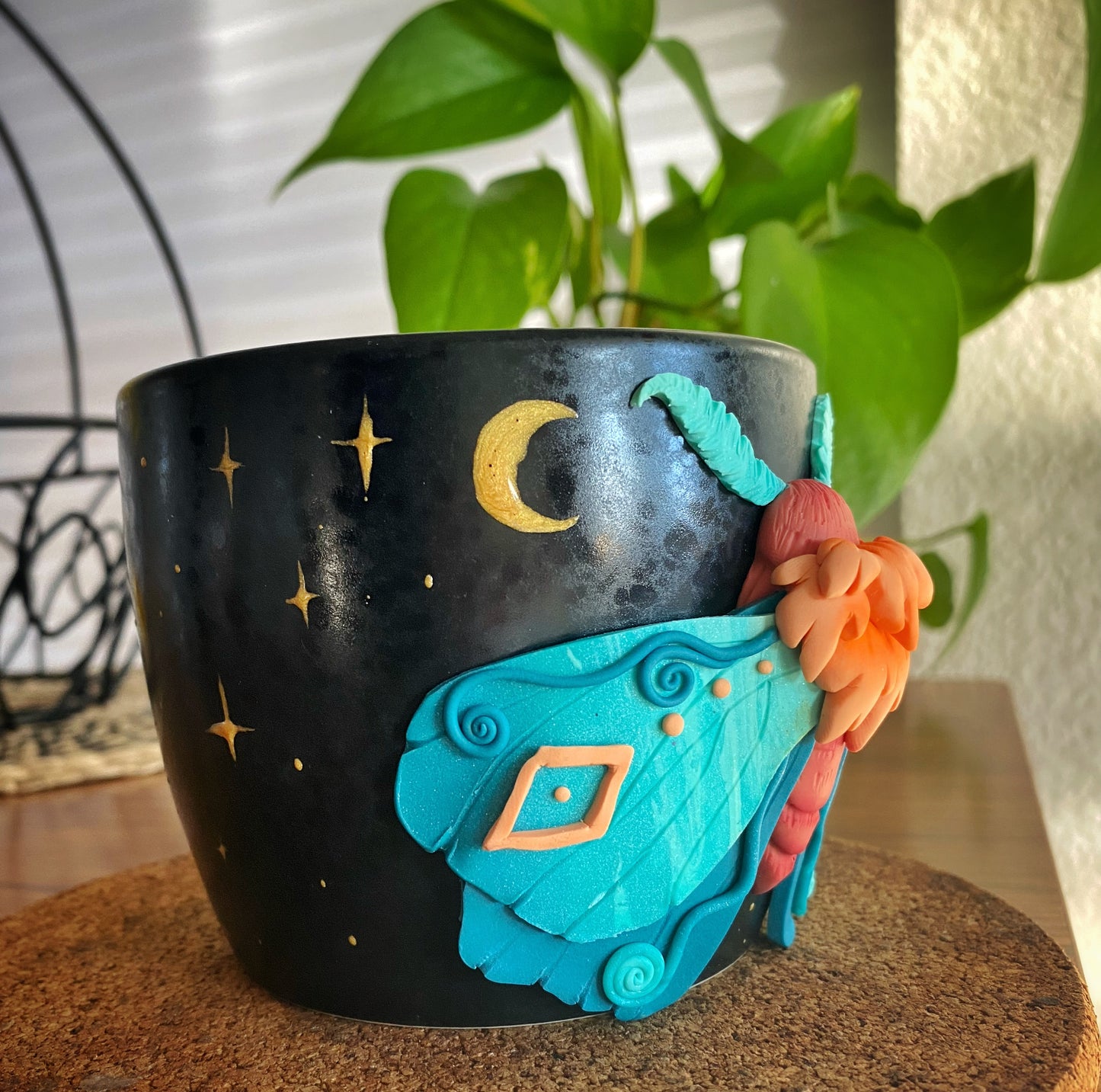 Blue Starry Night Moth mug