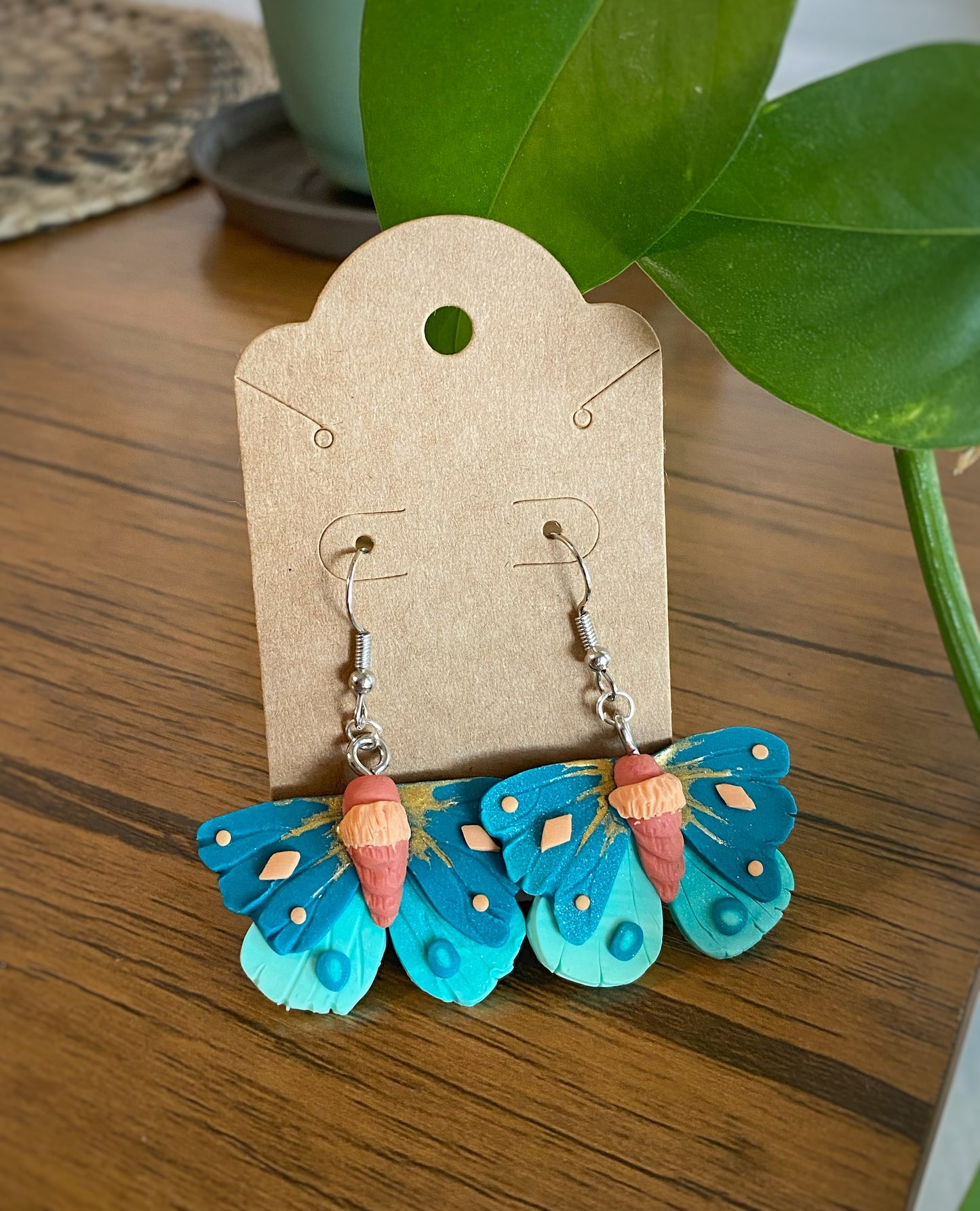 Blue Moth Earrings