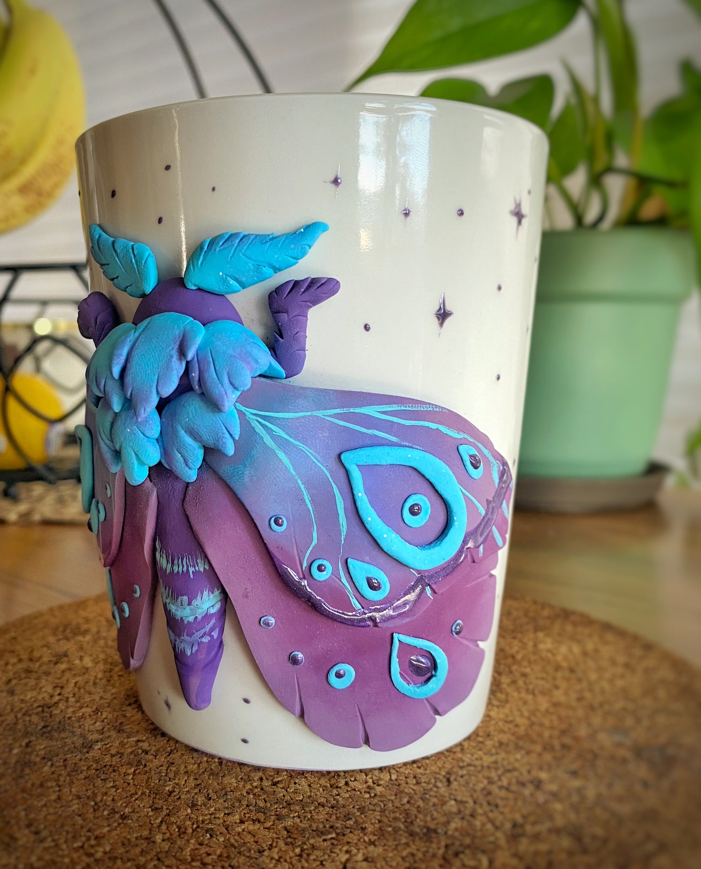 Tall Blue Moth Mug