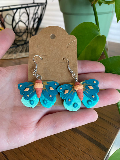 Blue Moth Earrings