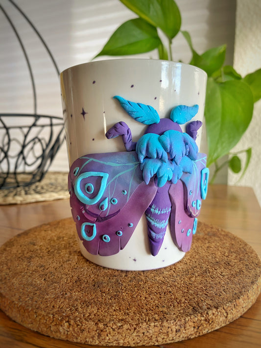 Tall Blue Moth Mug